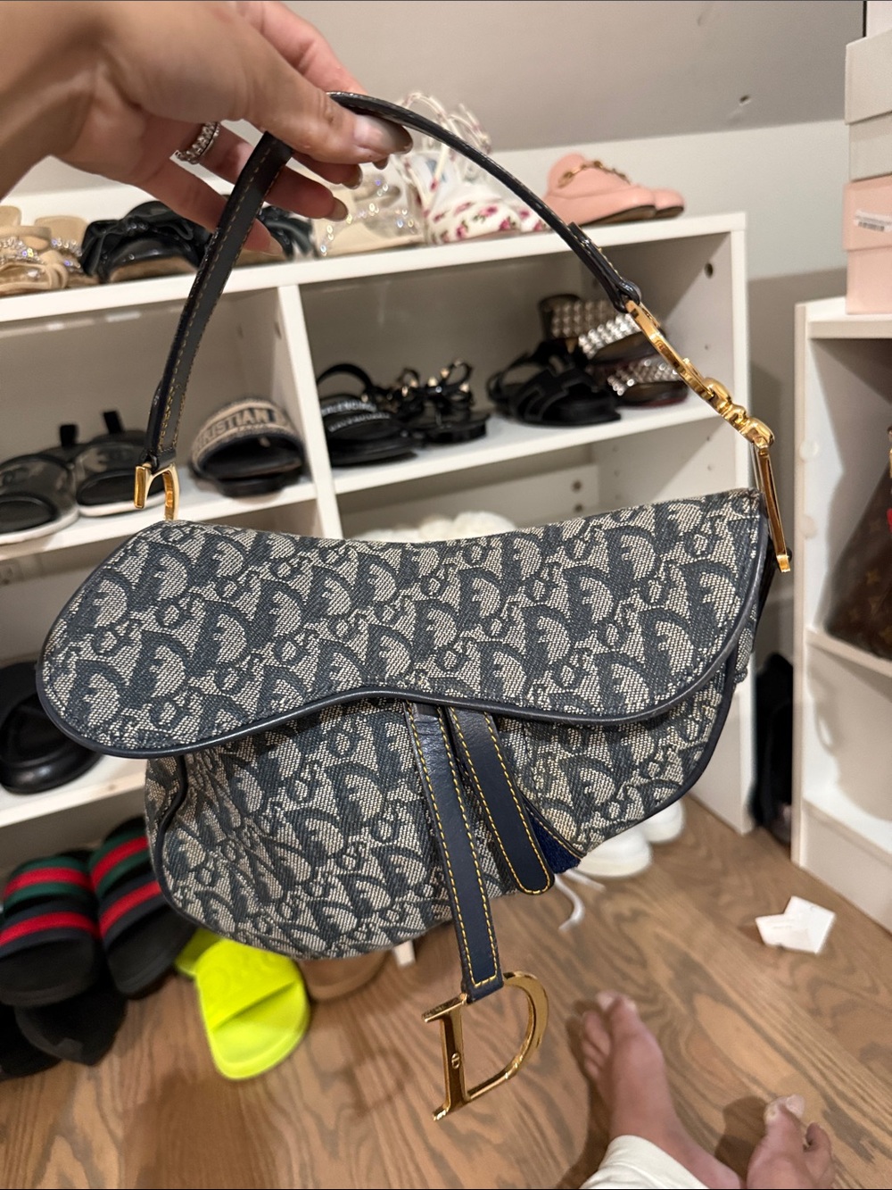 Vintage Dior Gray Saddle Shoulder Bag